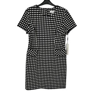 Calvin Klein Women Black Sheath Dress Pockets Short Sleeve Size 10 NEW - AC
